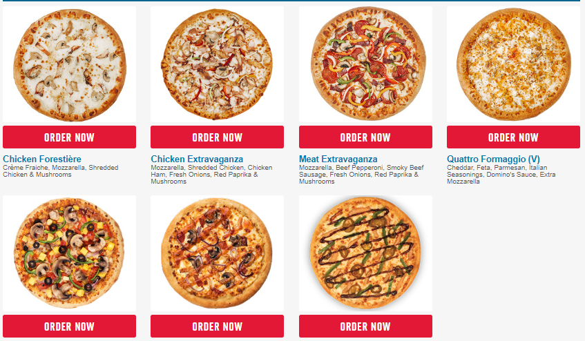 Dominos Pizza Menu 2