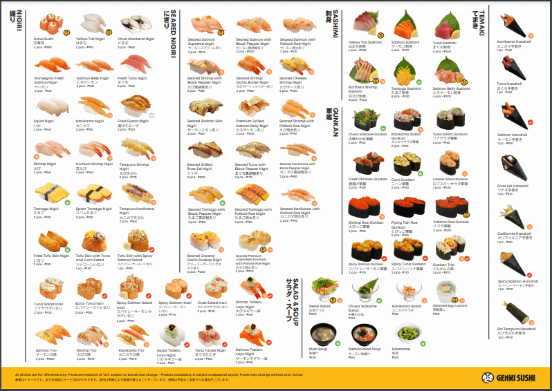 Genki Sushi Menu